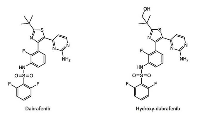 开发并验证新的LC-MS/MS要领，，，，，用于定量人血浆中达拉非尼及其主要代谢物羟基达拉非尼 (OHD)。。。。。。OHD（纯度>99%）通过yl23455永利合成